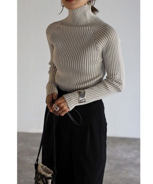 ハイネックワイドリブニット【t-10350】.