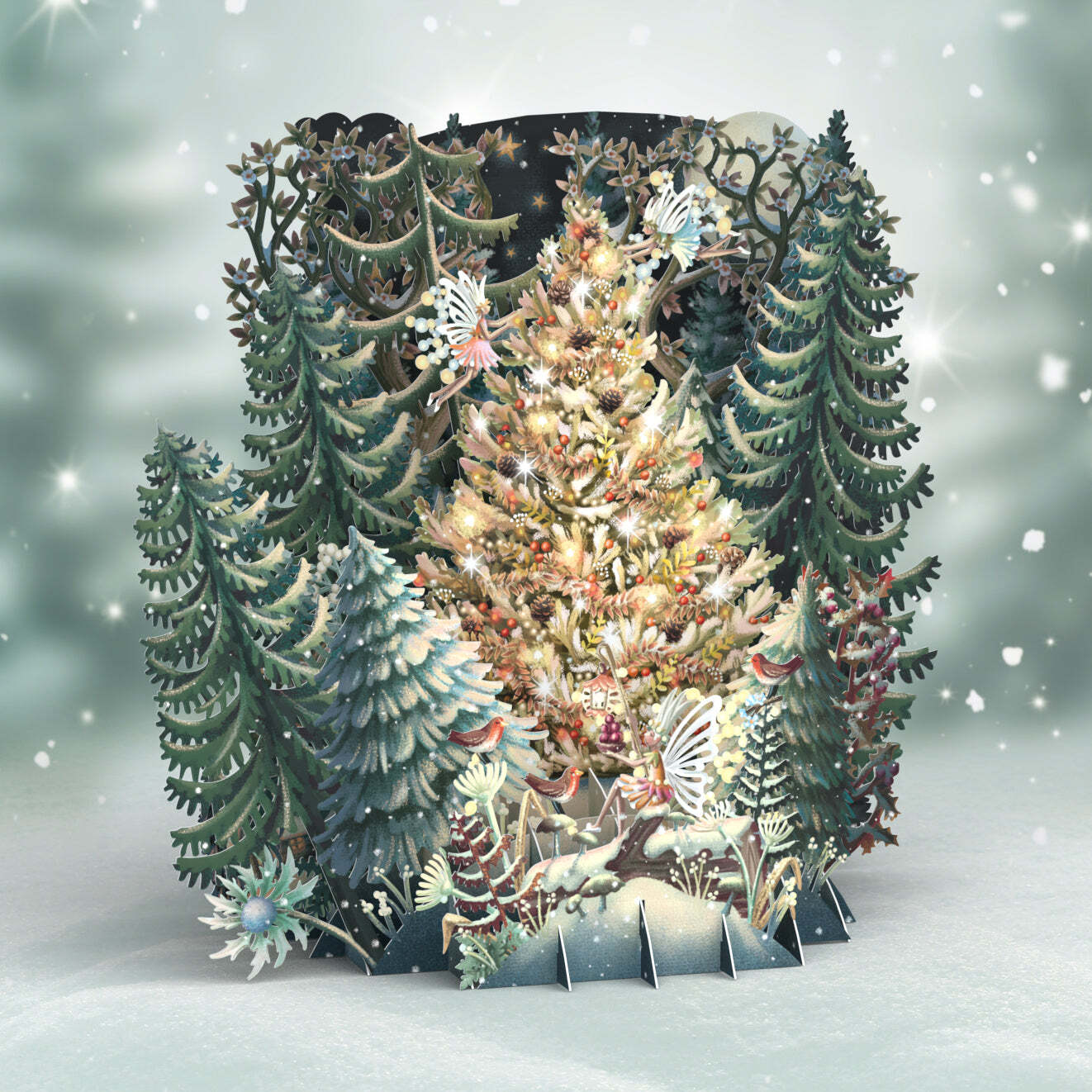 ◆魔法のクリスマスの森◆魔法と妖精◆◆Enchanted Christmas Forest◆◆立体３D◆グリーティングカード◆Me & McQ◆英国製◆