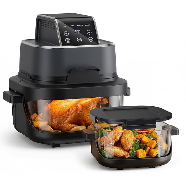 ノンフライヤー 2in1 エアフライヤー&グリルパン 4L+1.5L大容量家庭用