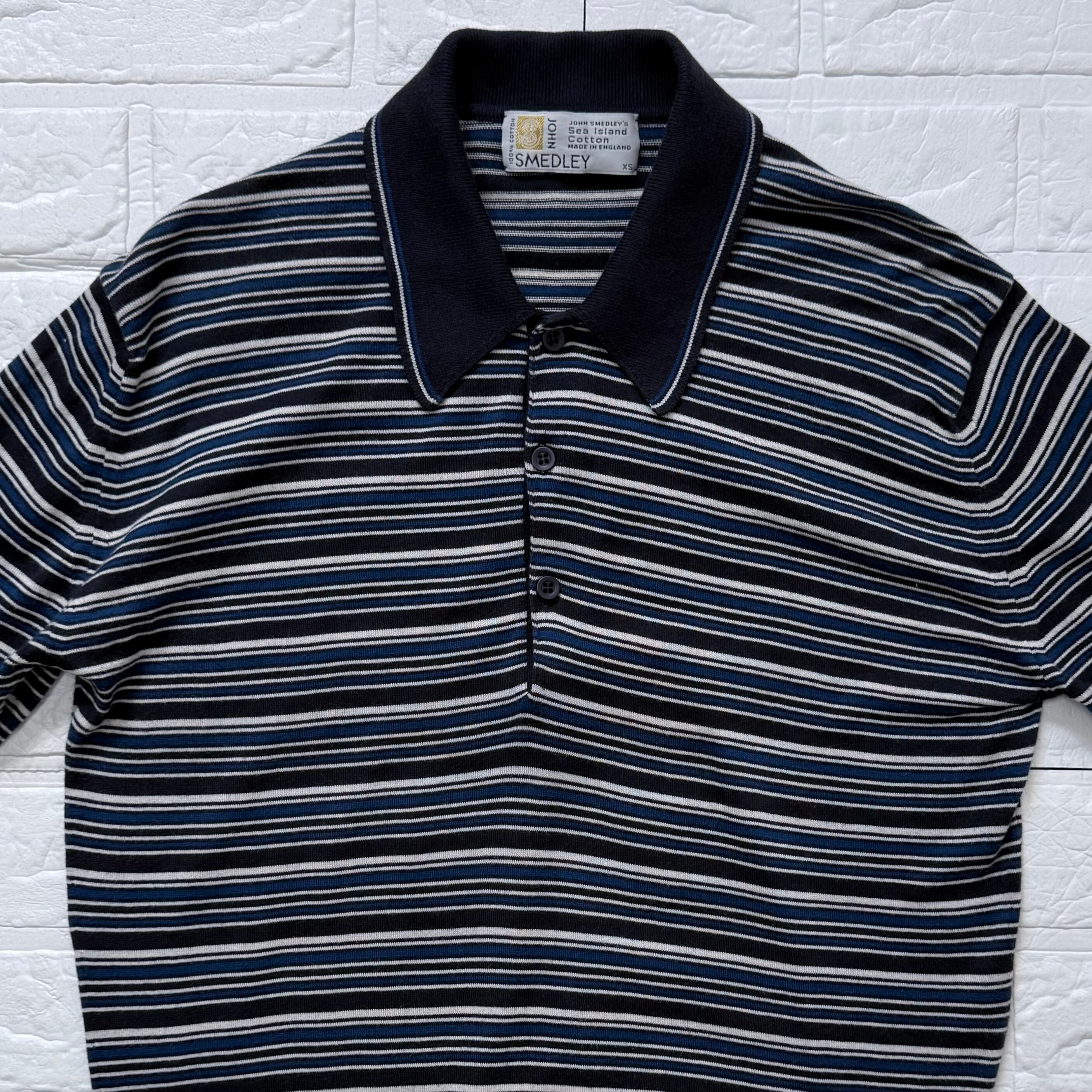 JOHN SMEDLEY 旧タグ シーアイランドコットン マルチボーダー 半袖