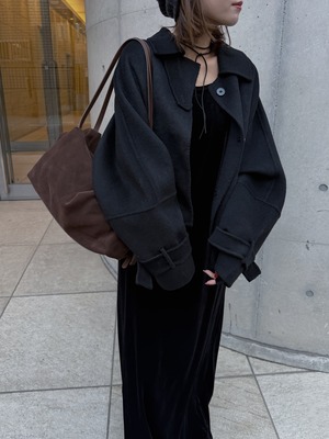 volume arm short wool rever coat