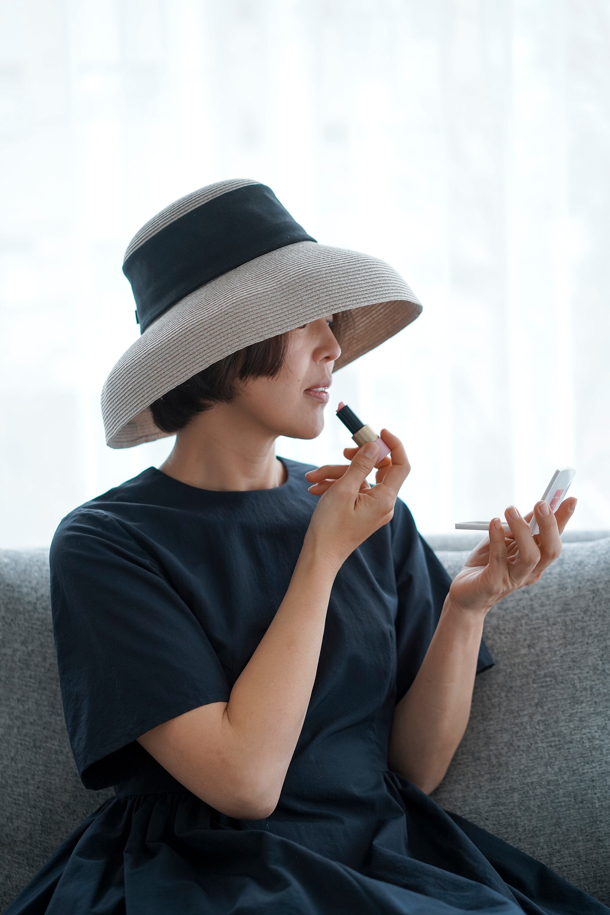 丸めて洗える SUMMER HAT オフホワイト×黒 | THE9SHOP