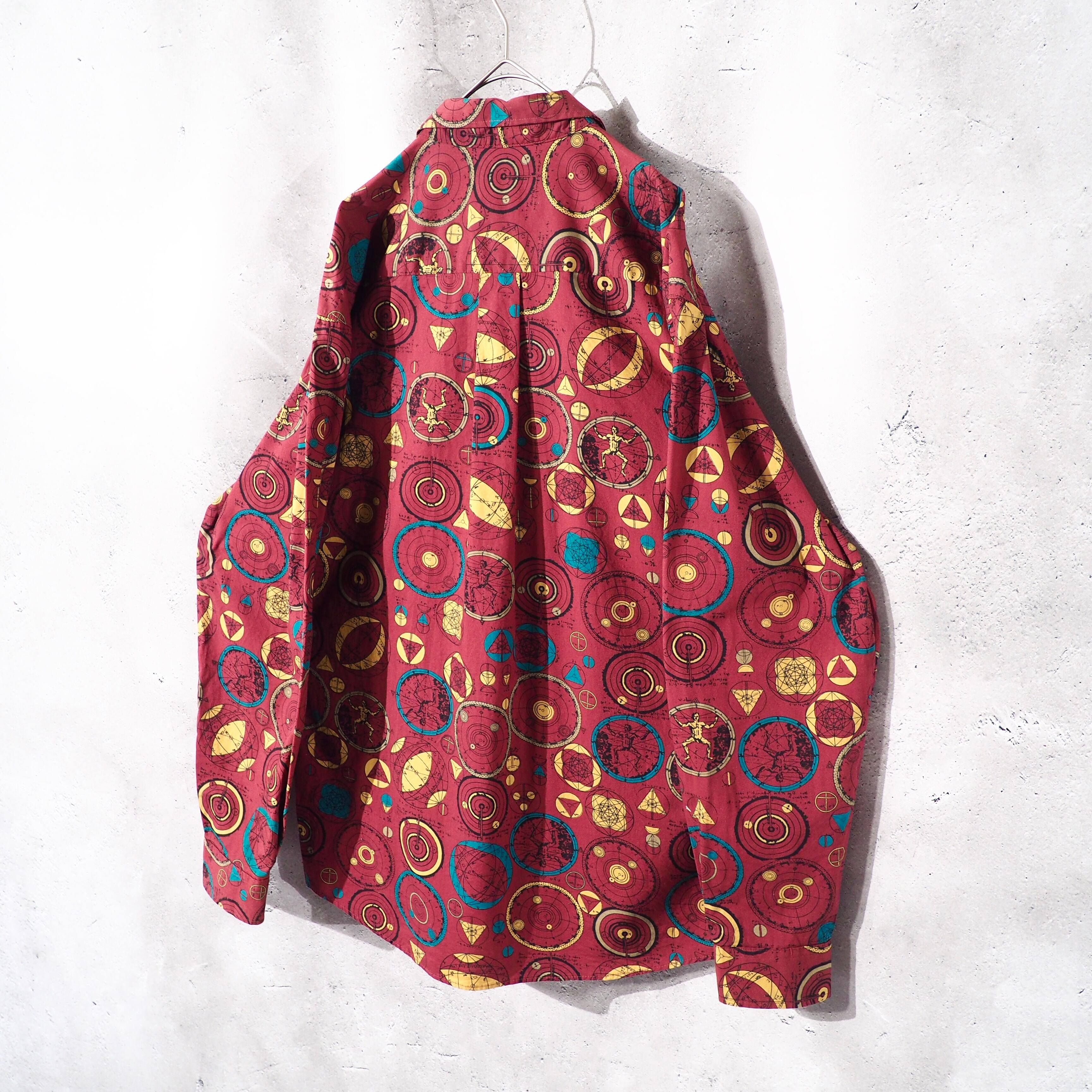 1990s Total shapes pattern Design vintage Loose shirt