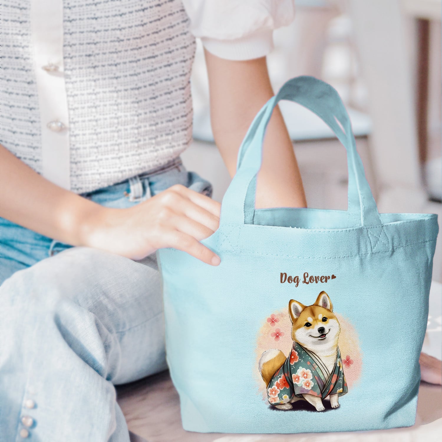専用　ハンドメイド　刺繍　うちのおじさん　柴犬　ミニトートバッグ　うちの子 晴れ着姿の 柴犬 】 ミニキャンバス トートバッグ 犬 ペット うちの子