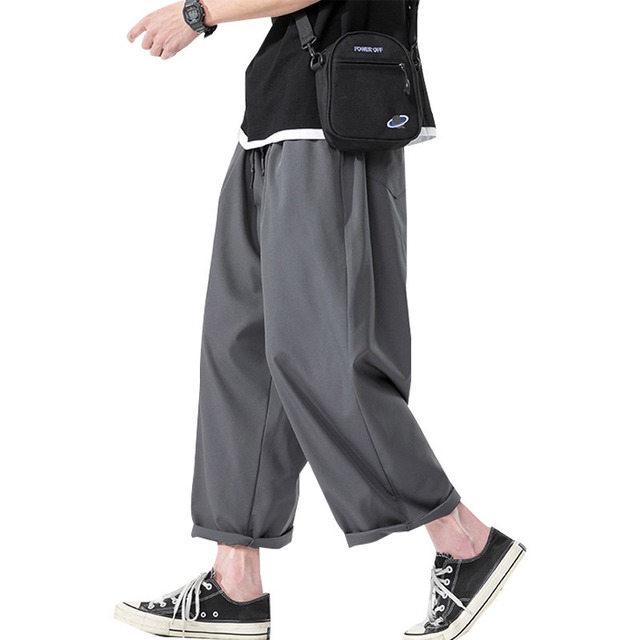 カジュアルワイドレッグストレートパンツ 韓国風 ストリートファッション