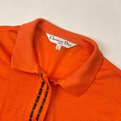 リネン混 Christian Dior SPORT クリスチャンディオール スポーツ 長袖 ポロシャツ L/オレンジ レディース