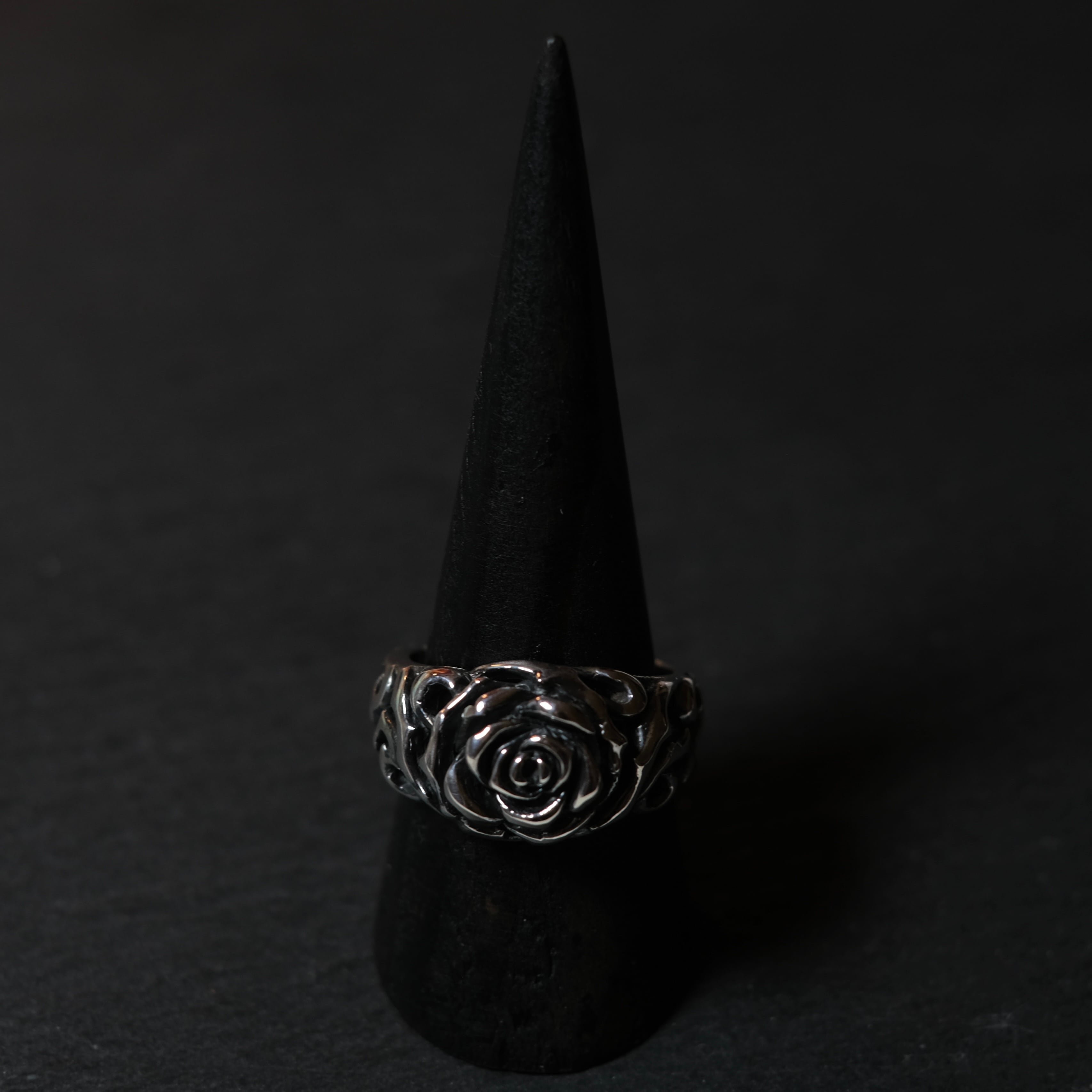 シルバー925 silver 透かし薔薇デザインリング/軽研磨仕上げ/19号