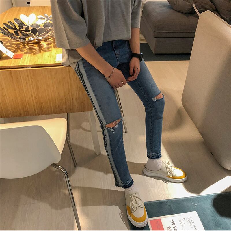 全1色 デニム パンツ スキニー カジュアル ダメージ