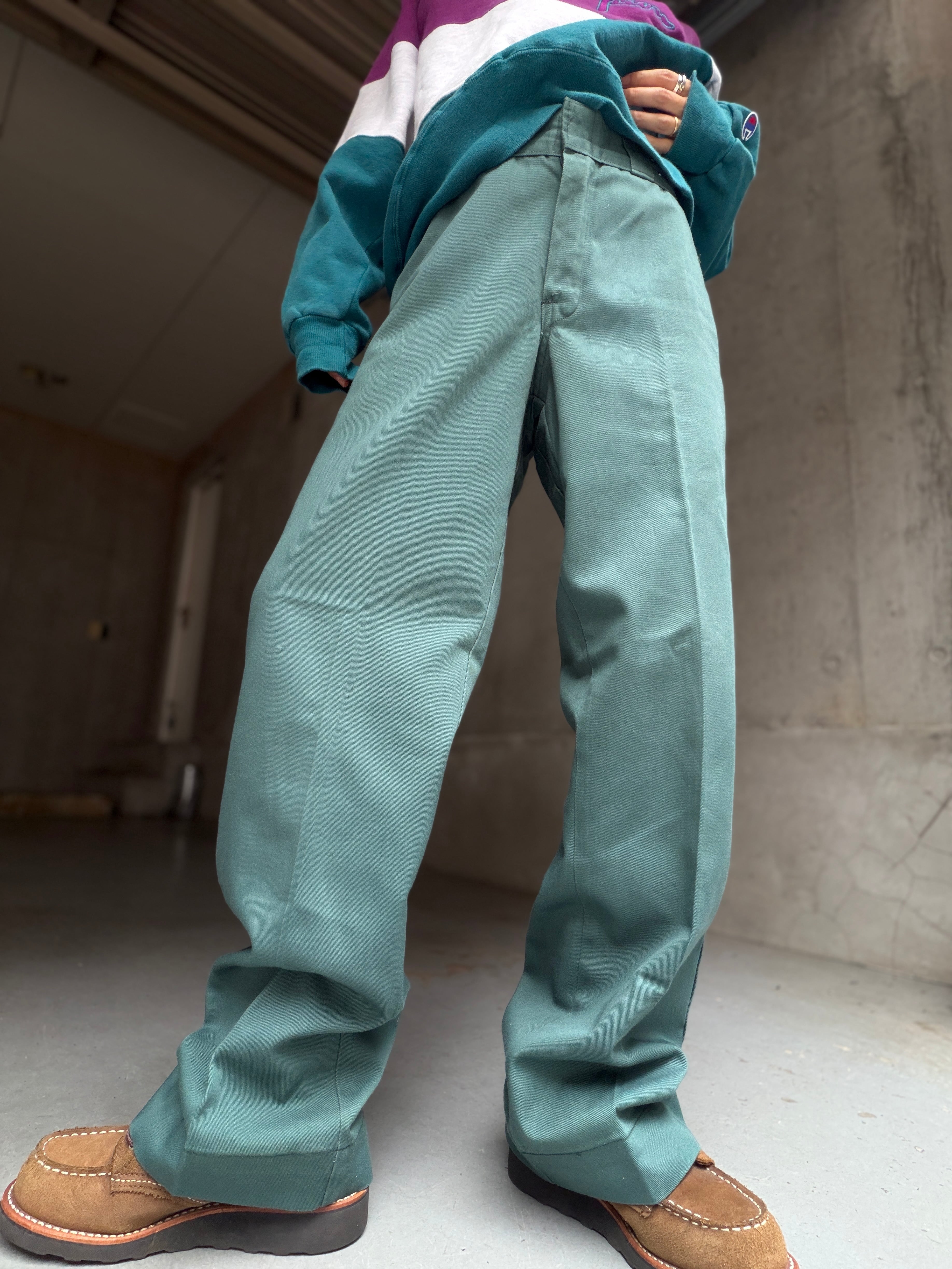 (PT909)60‘s Dickies 60’s Dickies work trousers /Green made in USA (talon zip)