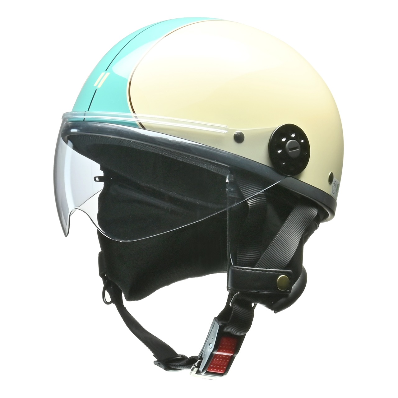 【公式】O-ONE　ハーフヘルメット　アイボリー×ブルー