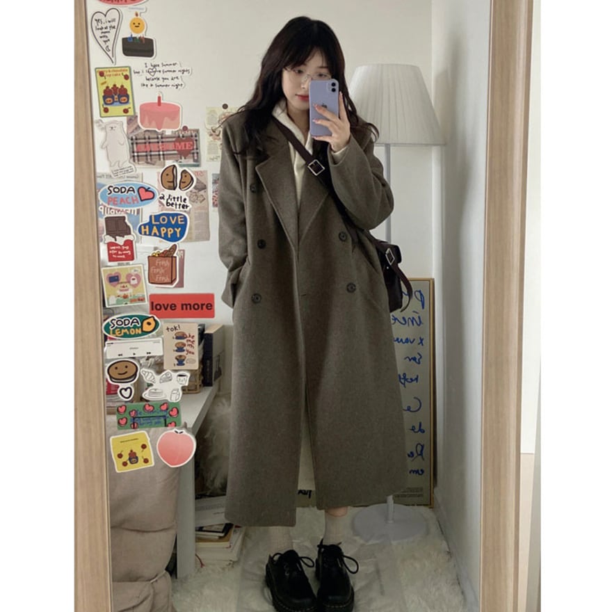 量産型セミロリ ロングコート 秋冬服 クラロリ系 カジュアル