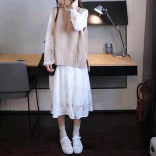 シンプルシャツワンピース＆ベストセットアップ A-127