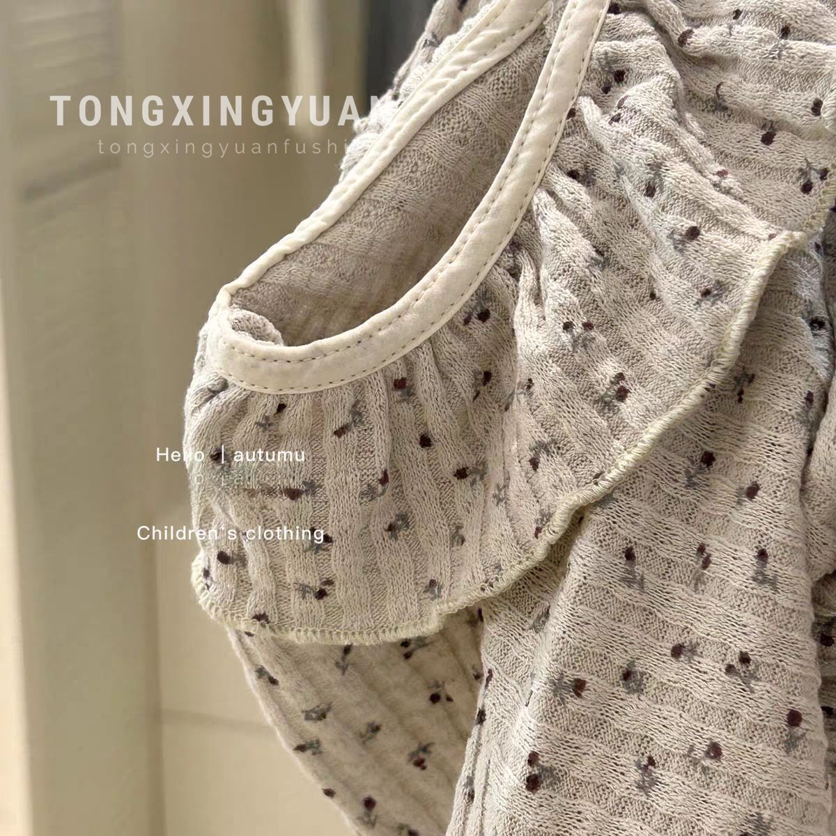 フラワーフリルリブトップス