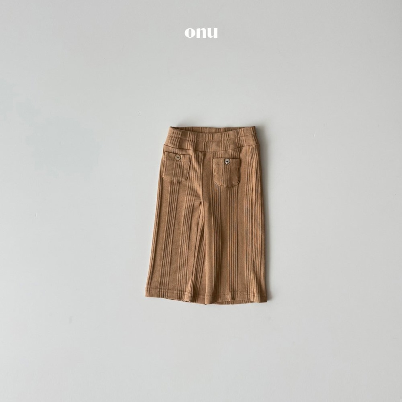 【ONU】 チーズリブパンツ／ベージュ（80~120cm） - 1