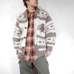 USA VINTAGE DESIGN COWICHAN KNIT JACKET/アメリカ古着デザインカウチンニットジャケット