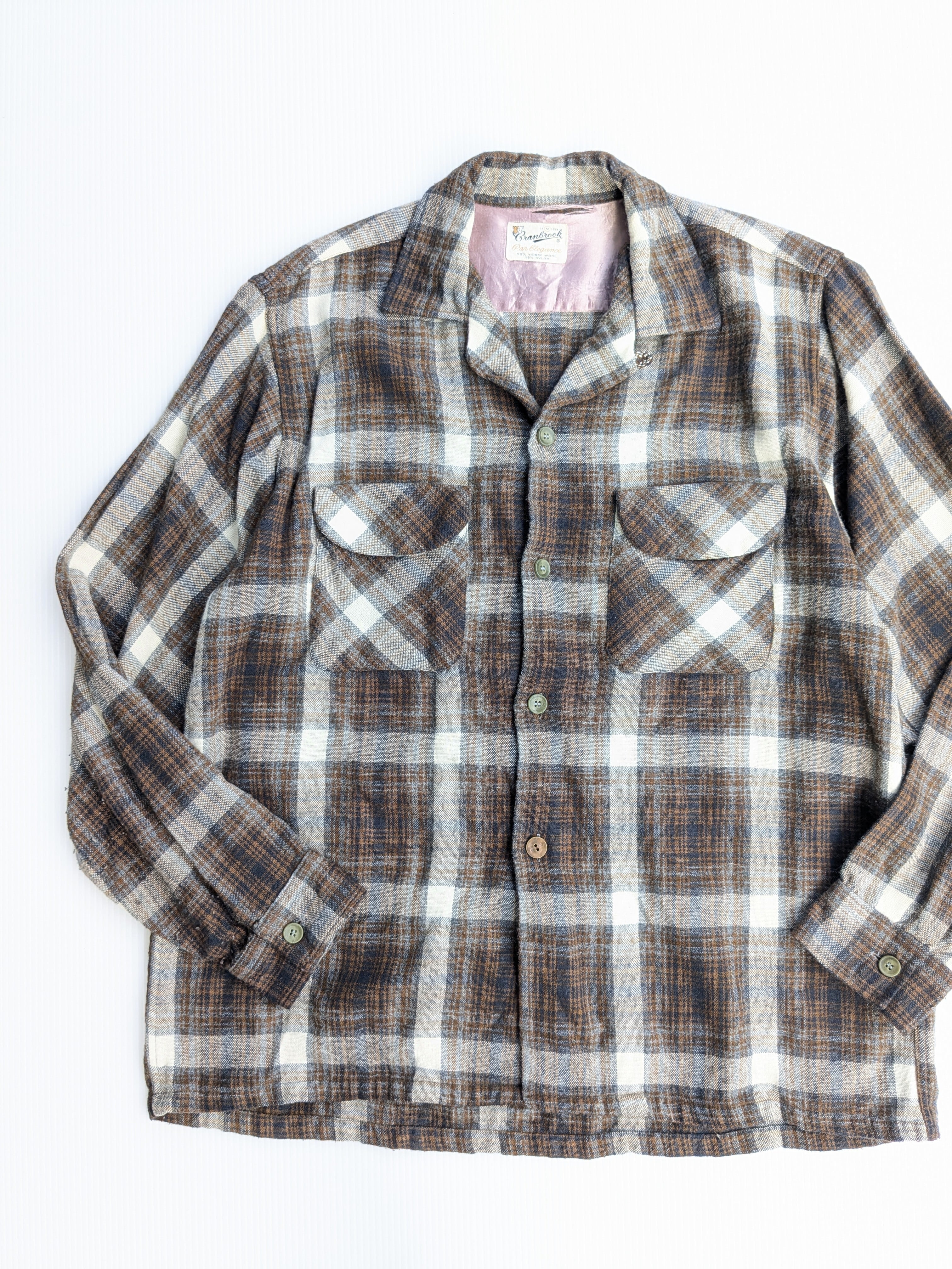 60's Cranbrook wool open open collar shirt | Morning Glory
