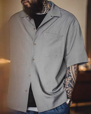 Vintage Style Cuban Collar Shirt  K0332