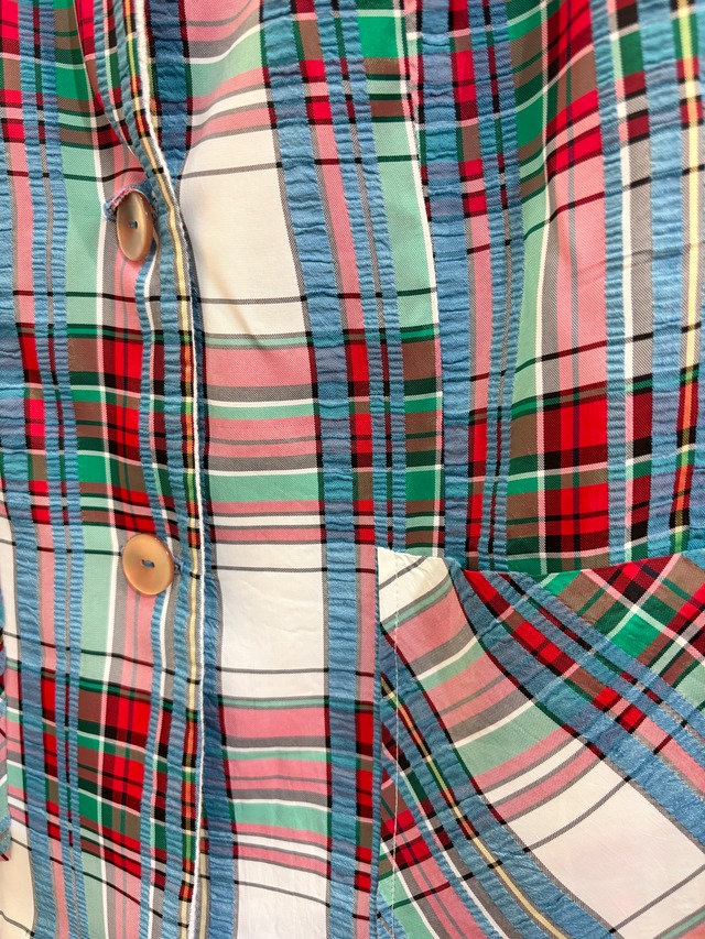 70's check short sleeve jacket
