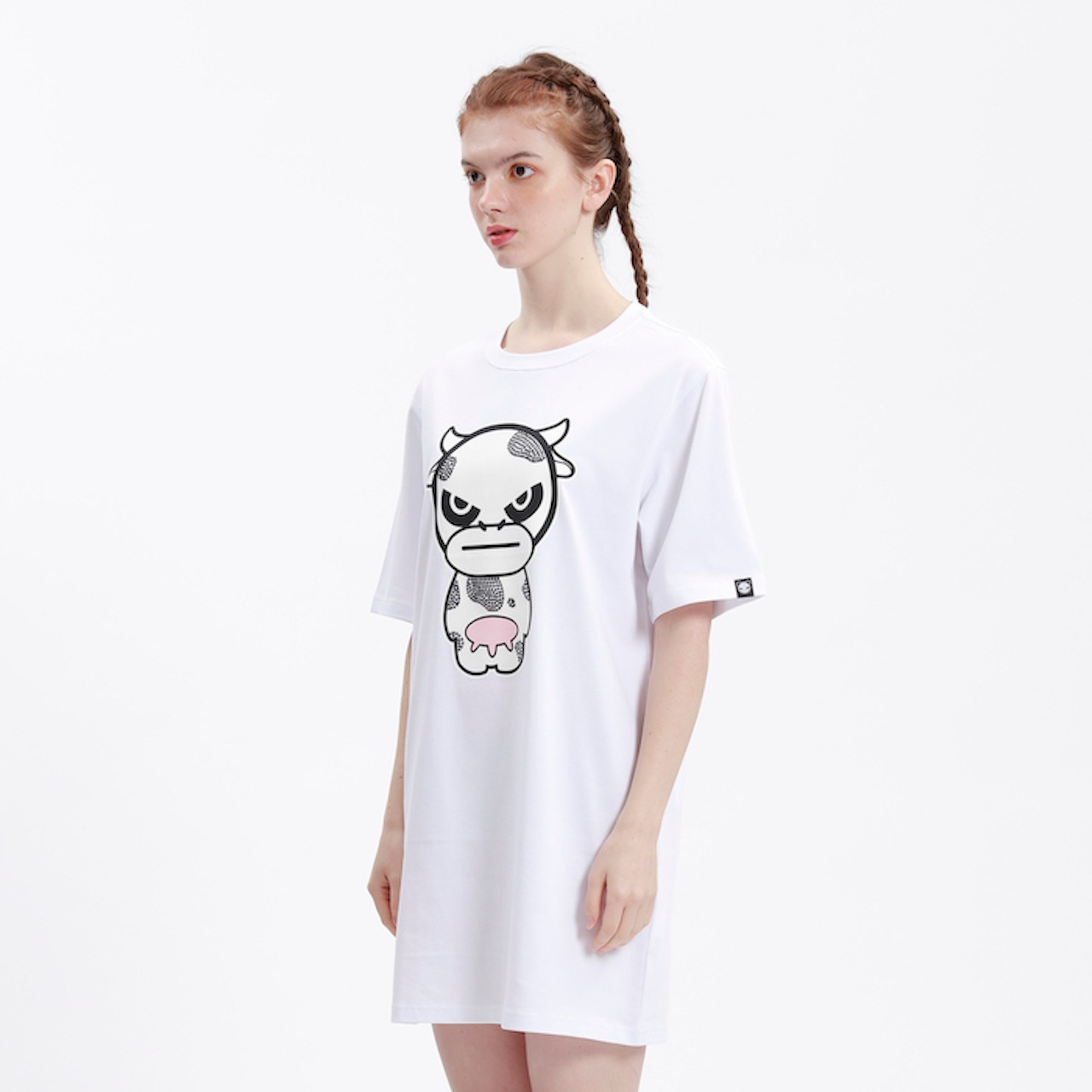 SALE【HIPANDA ハイパンダ】レディース Tシャツ ワンピース WOMEN'S Year of the Ox PRINT SHORT SLEEVED LONG T-SHIRT / WHITE・BLACK