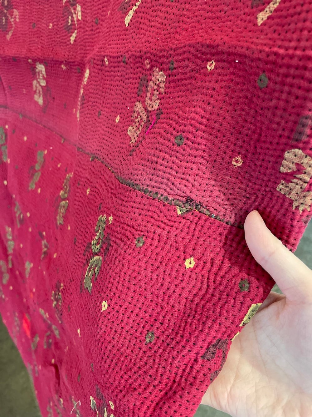 1点物】大判 Vintage kantha quilt no.126 カンタキルト ラリーキルト