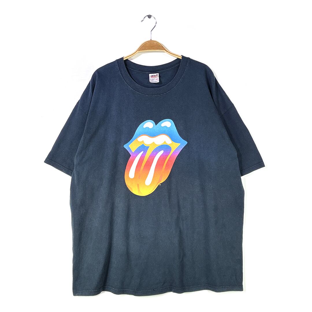 00s ローリングストーンズ ヴィンテージTシャツ プロモーション 販促品 ロックTシャツ ブラック ROLLING STONES FORTY LICKS 大きいサイズ メンズ2XL 古着 @AA0034