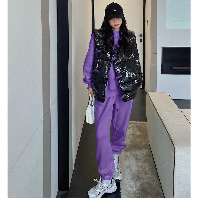 スタイルレディースウィンターラウンドネックハイウェストウェストパンツ ルーズジャケット ロング コルセット コットン 冬物 Oネック ガールズファッション3590722576