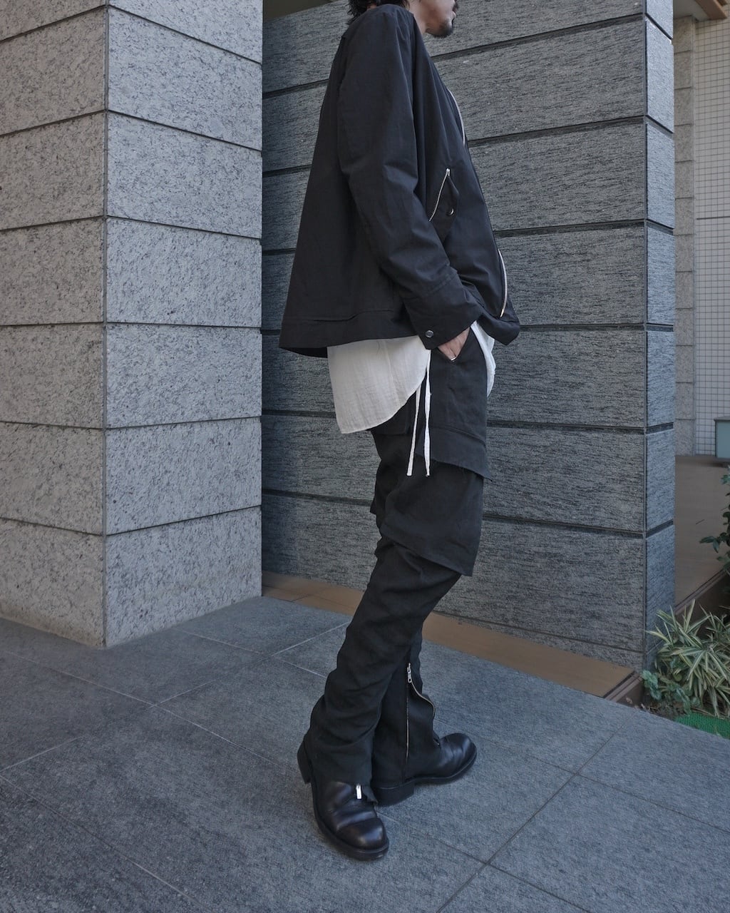 25SS[PRE] ご予約限定品 / FLARED LINEN CARGO PANTS / BLK | ASKYY