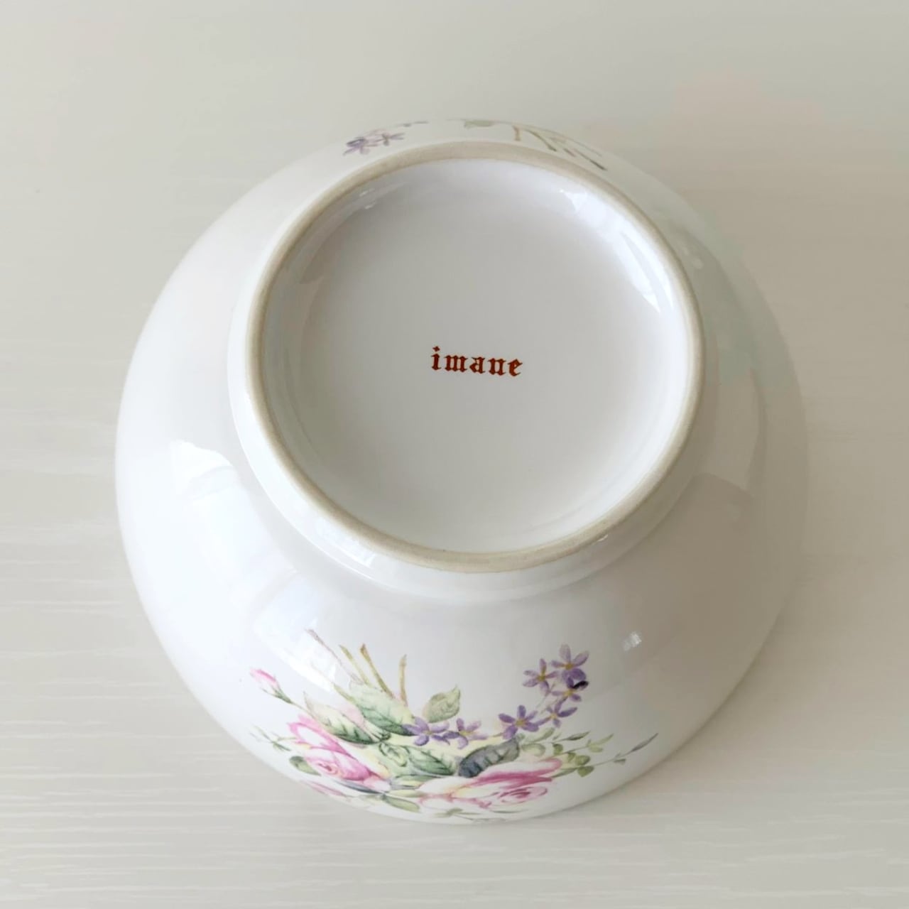 Z-65)【カフェオレボウル】イマン ビビアン 陶器 箱付 薔薇 ローズ 花