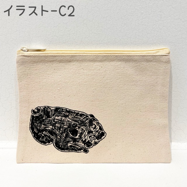 愛犬家ポーチ イラストc1 C2 約23cmx17cm 犬服雑貨 Inufukuzakka
