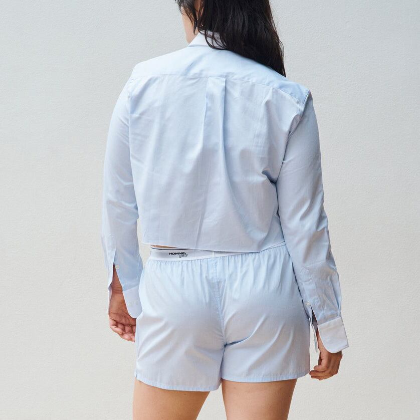 HOMME girls CROPPED SHIRT CHAMBRAY BLUE | SAKAN LES YEUX