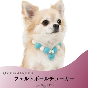 フェルトボールチョーカ―／Sサイズ：首回り20～26cm／顔回り30cm以下