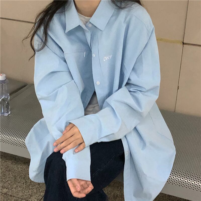 スタイルルーズシャツ オータムトップス ロング コットン ストリート 秋物 ケッペル10259039512