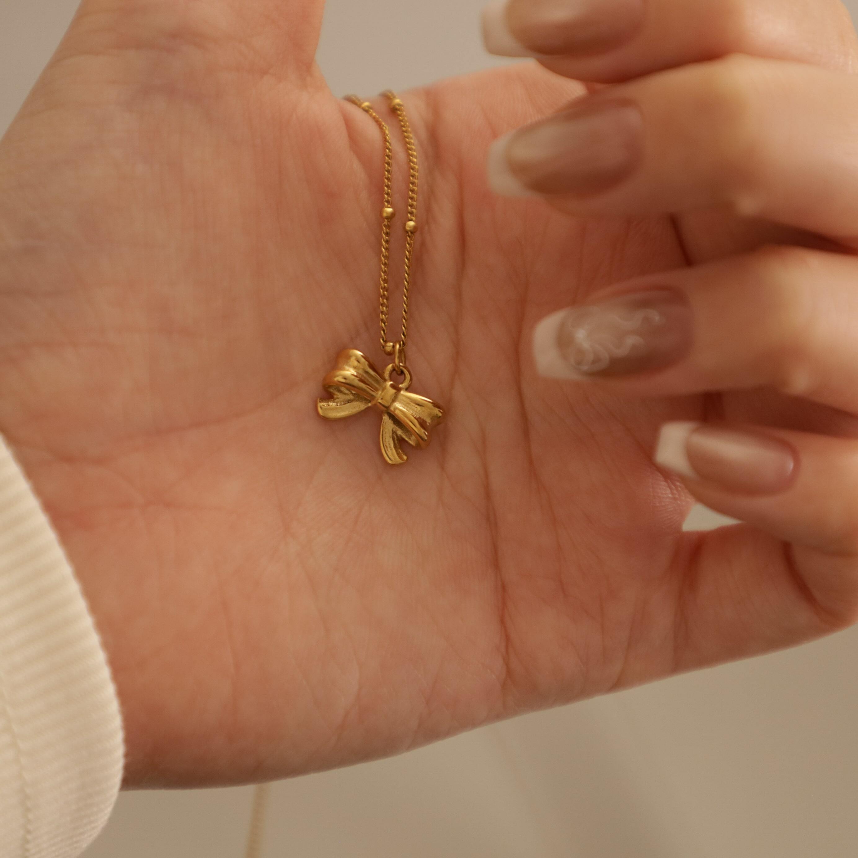 316L stud ribbon necklace #n46 | apire