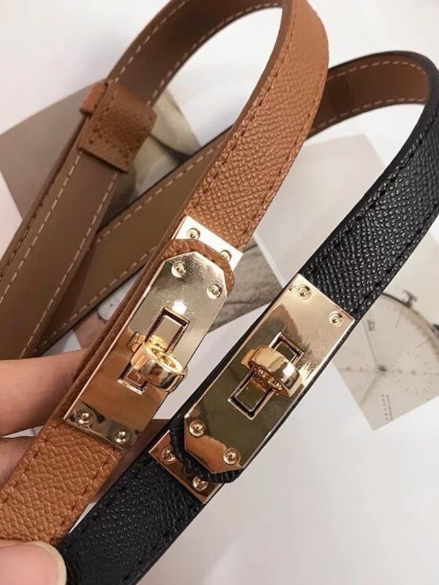 PU leather buckle belt 2color
