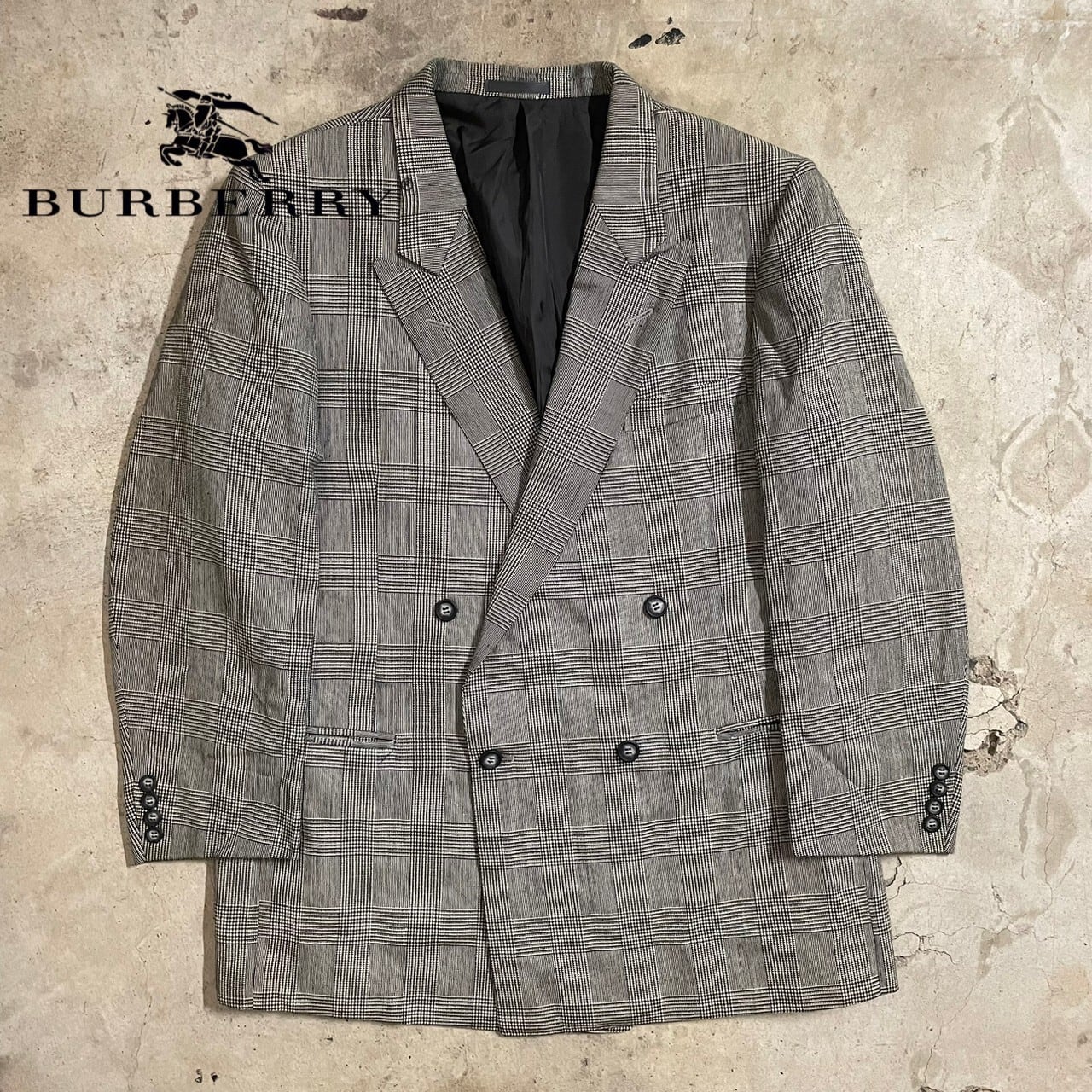BURBERRY】90's checkpattern wool double tailoredjacket/バーバリー