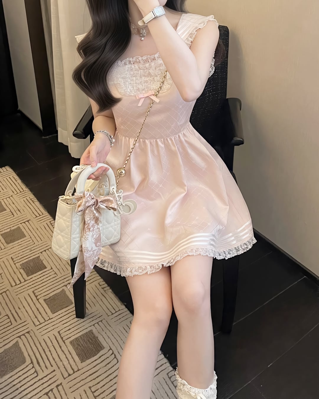 ピンクフリルセーラーカラーワンピース 2504080