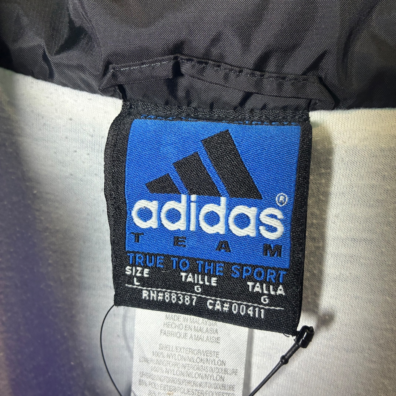 90s adidas TEAM ナイロンジャケット 青黒 PACIFIC刺繍 L