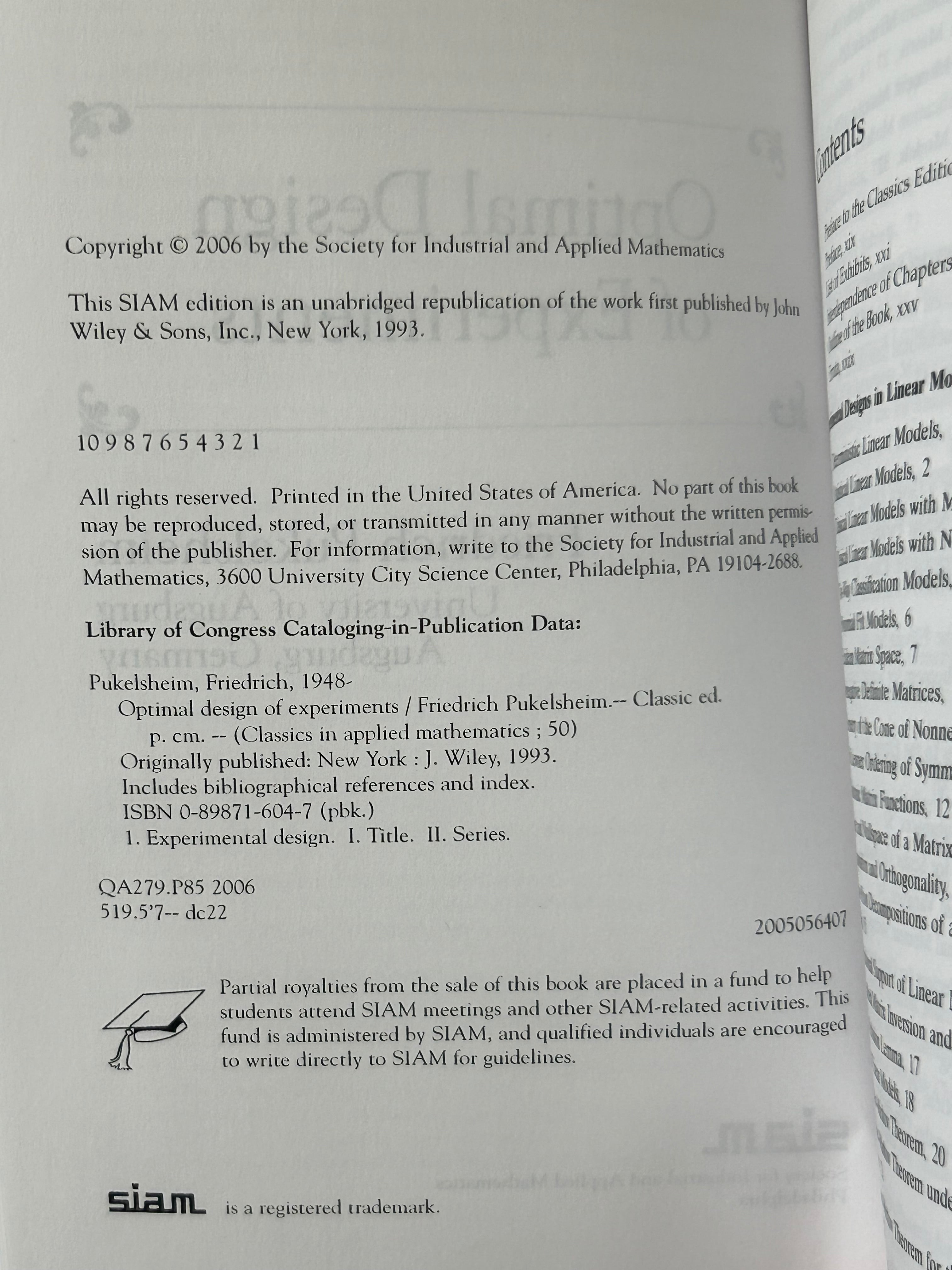 Lab Experiment Design Format 〈41679〉 Optimal Design of Experiments. (Classics in Applied Mathematics ...