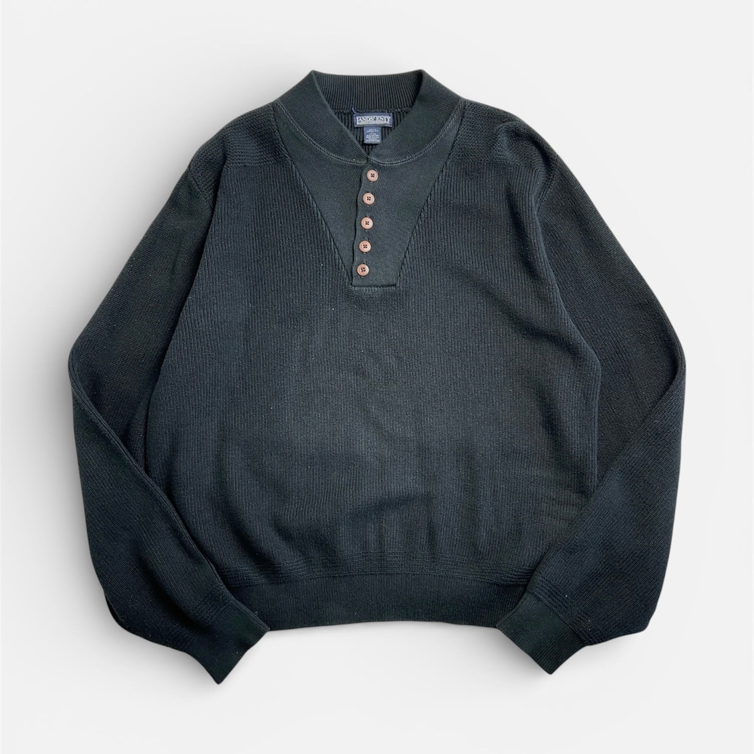 90's LANDS'END Military 5buttons Cotton Sweater MADE IN USA 90年代