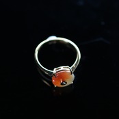 【9.5号】K10YG コインモチーフにダイヤモンドがキラリ！！橙色翡翠リング K10YG coin diamond A貨翡翠 jd_rg1597