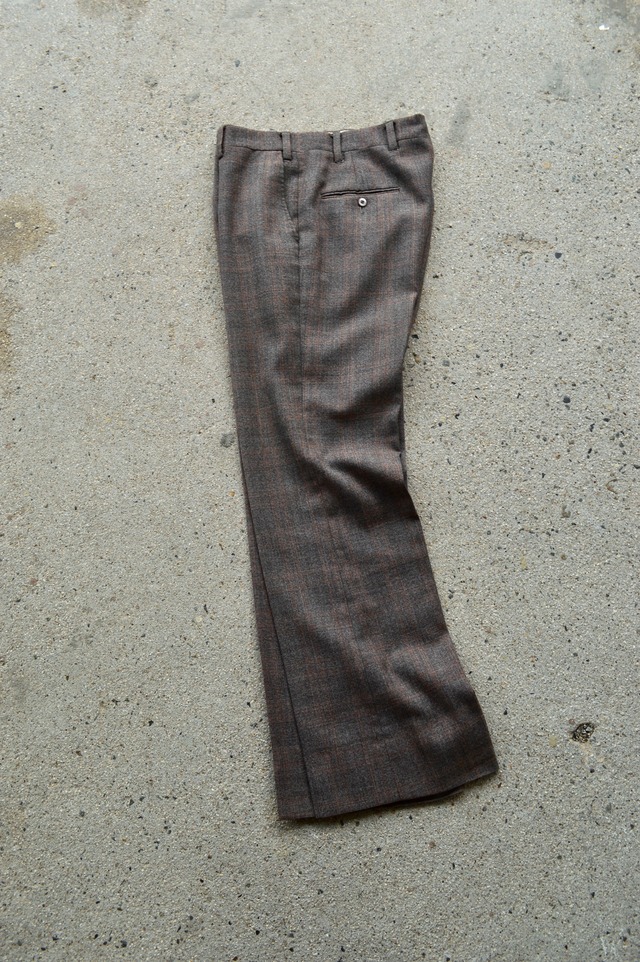 1970's Old Vintage Wool Flare Slacks Prince of Wales Check TALON ZiPPER オールドビンテージ 70s チェックウール フレアスラックス