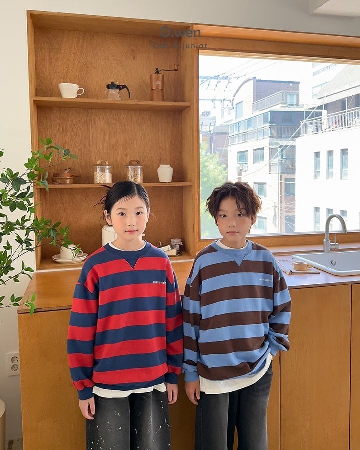【未使用】KID FRESINOフード付きスウェットL ブロックストライプトトレーナー S,M,L,XL,JS,JM,JL,JXL / OWEN