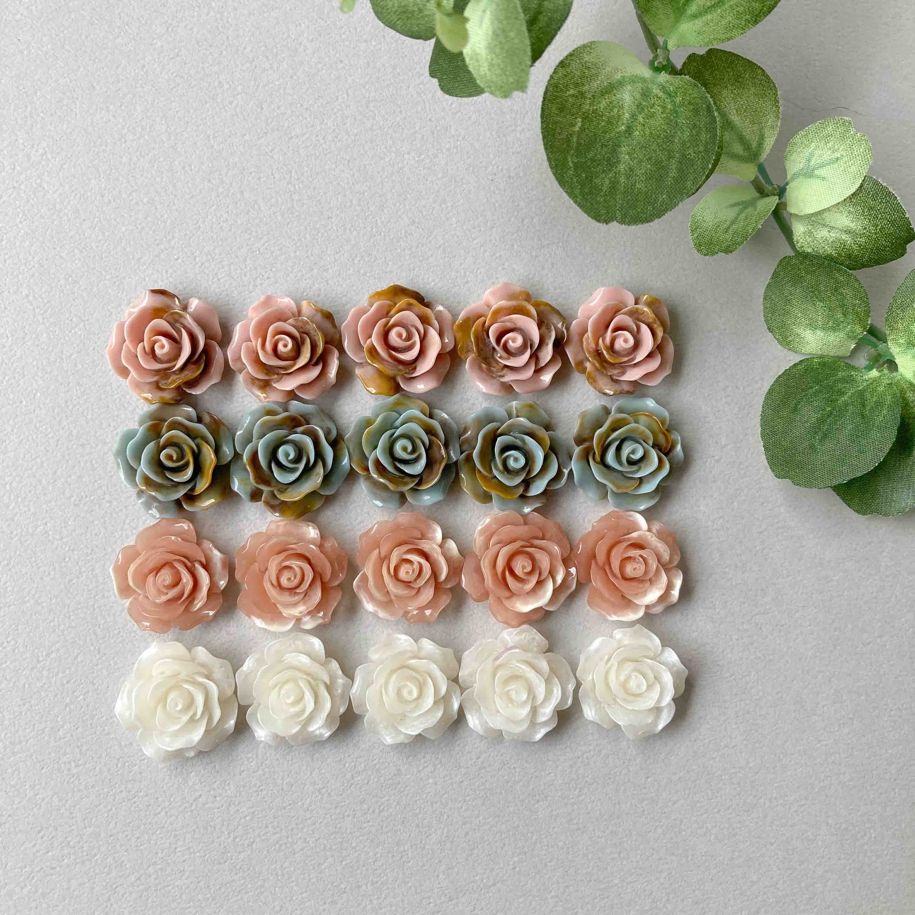 マーブル模様バラモチーフデコパーツ