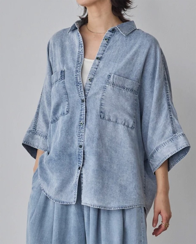 【hunch】テンセルデニムドルマンシャツ　(260331)