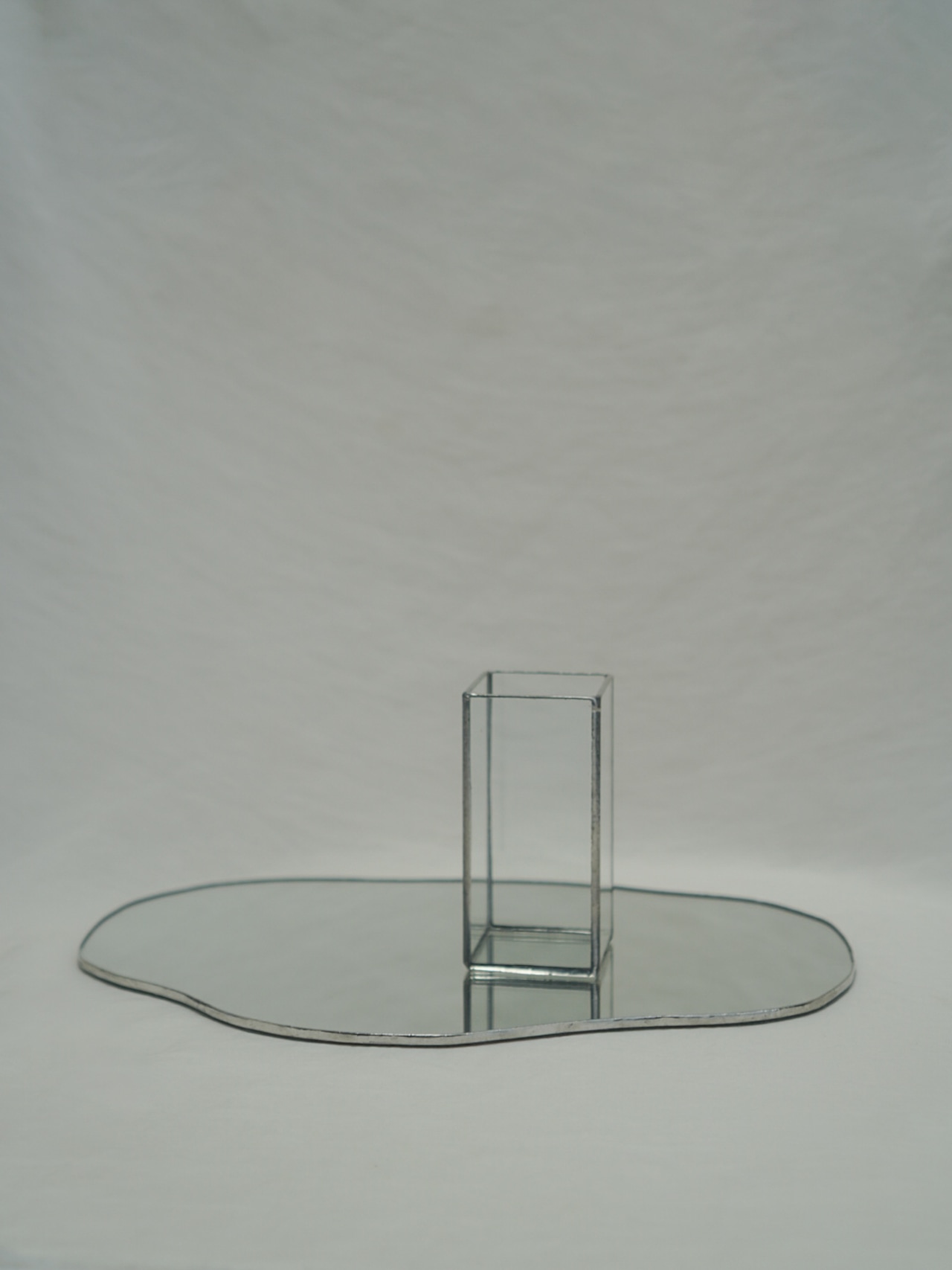 MIRROR PLATE & FLOWER VASSE SET / H9.3 cm