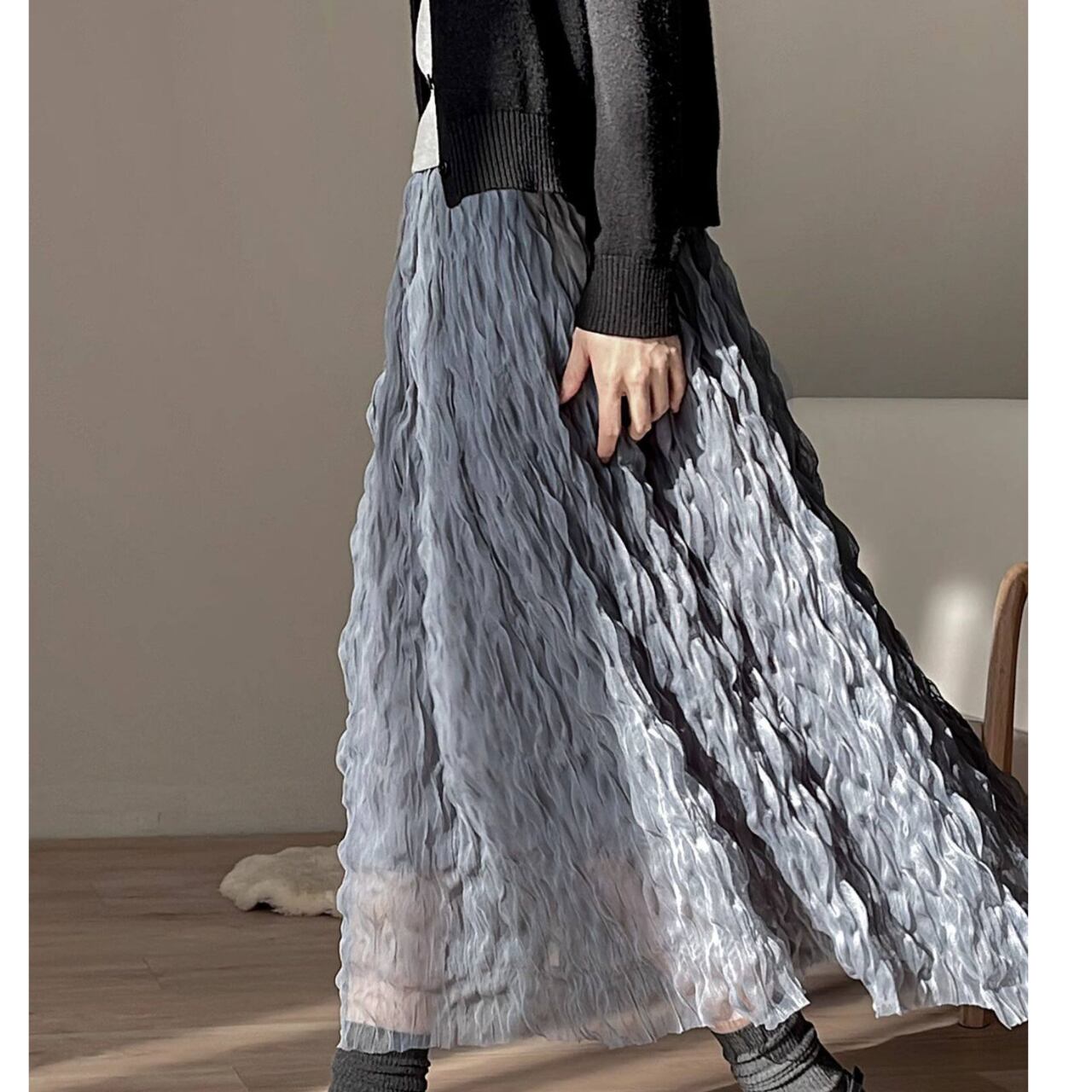 Tiered Midi Flare Skirt L00851