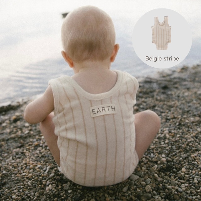 予約【EARTH THE ARCHIVE】Towel Suit  - Beige stripe / 5月末〜6月入荷予定