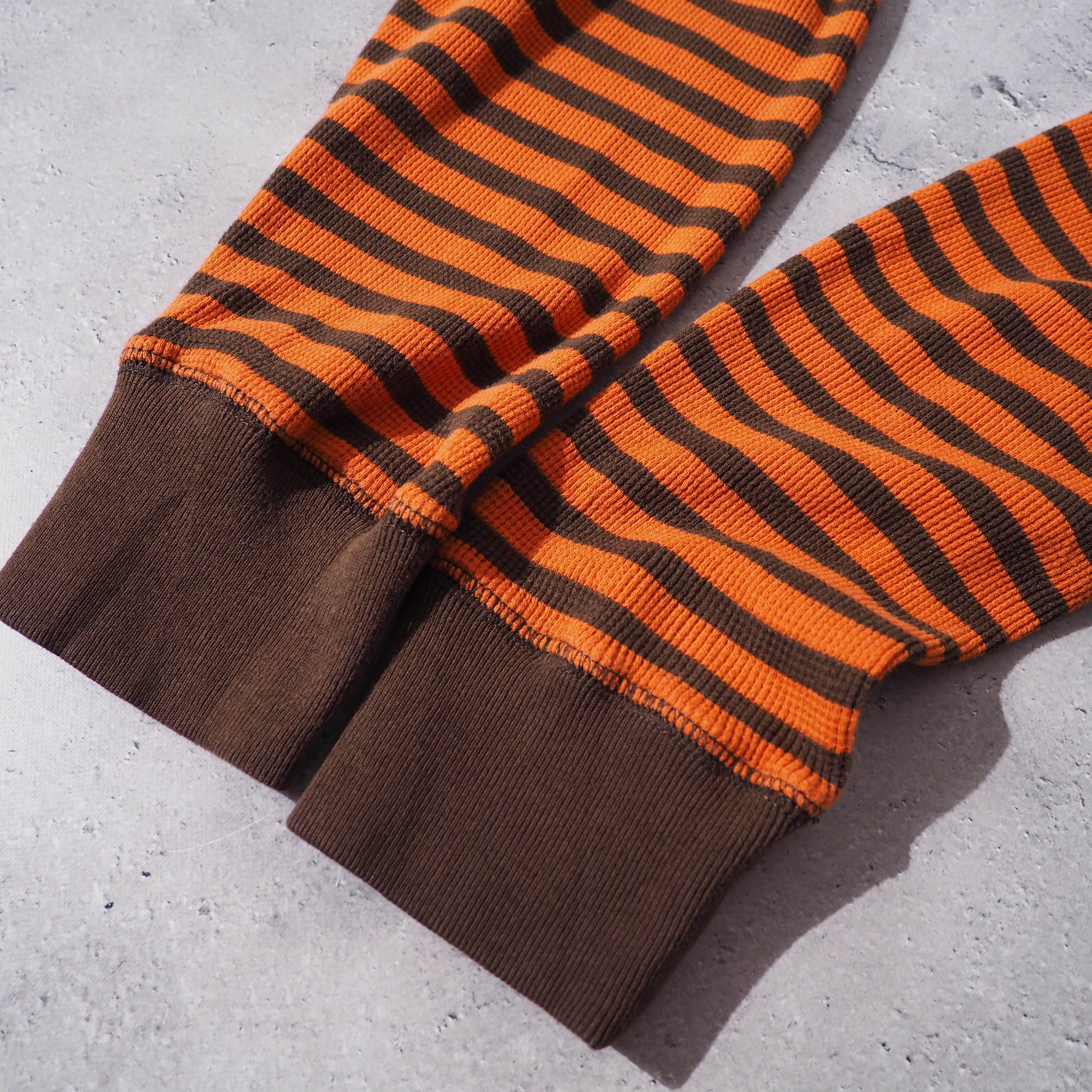 1990s ” Timberland ” Carrot orange × Brown Bi color border design long sleeve Tee
