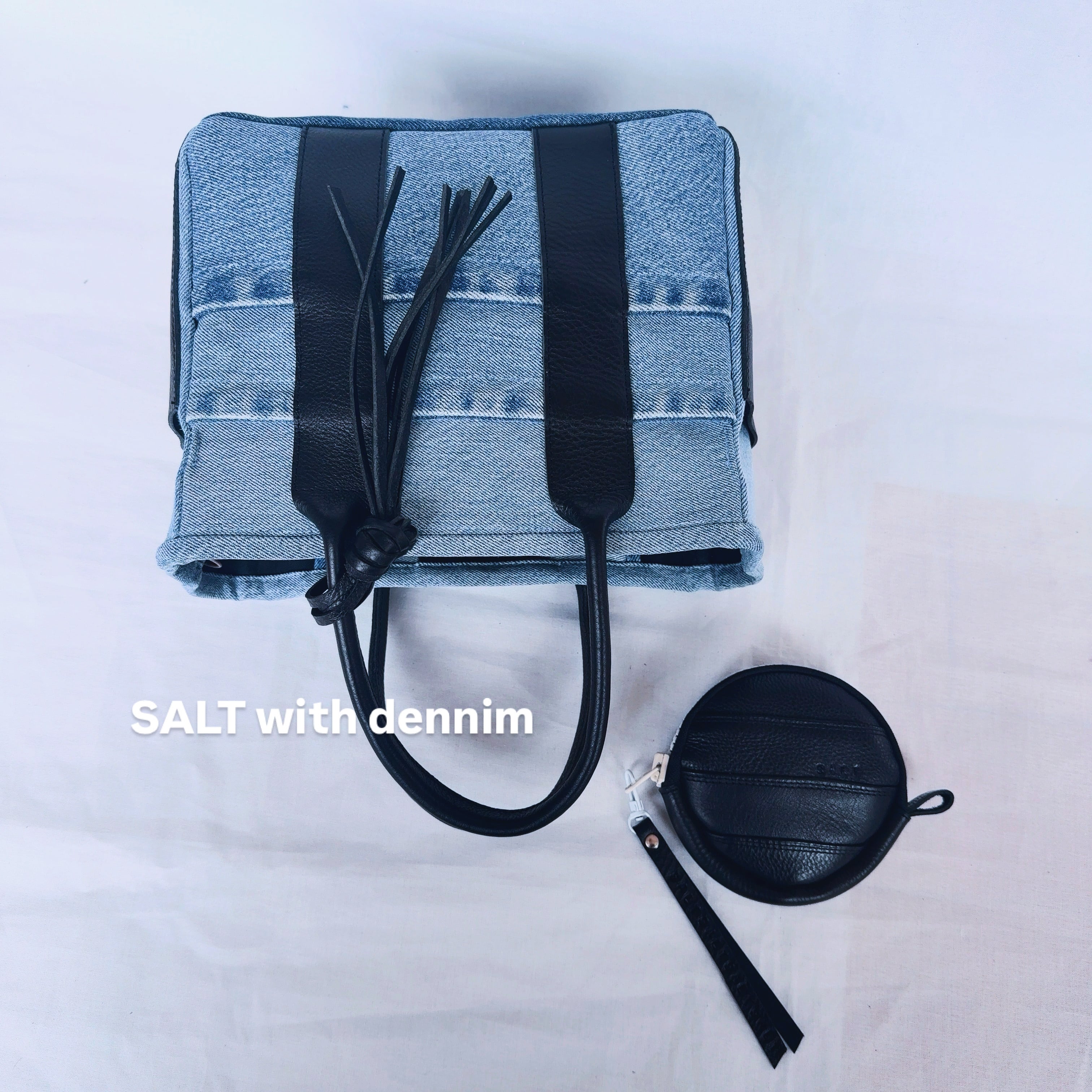 Denim×leatherスクエアトートmini No.6745