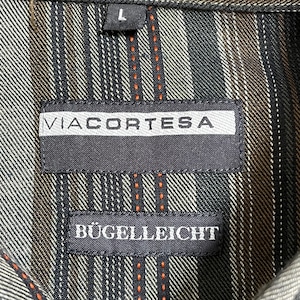 【VIACORTESA】ストライプシャツ マルチストライプ 長袖シャツ カジュアルシャツ L ビッグサイズ 春物 US古着